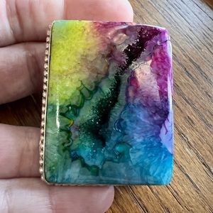 Sterling silver jumbo solar quartz druzy ring